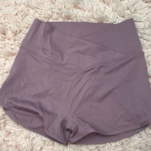 Light purple booty scrunch cross front shorts